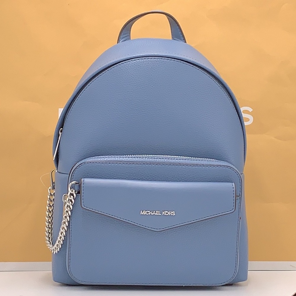 MICHAEL KORS  Maisie Medium Pebbled Leather 2-in-1 Backpack Denim  NWT - Picture 2 of 16